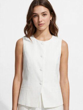 Casly Lamiit White Sleeveless Tailored Vest NWT Size S